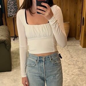 Aritzia Wilfred Long Sleeve Square Neck Ruched Top - Aritzia Orbit Top